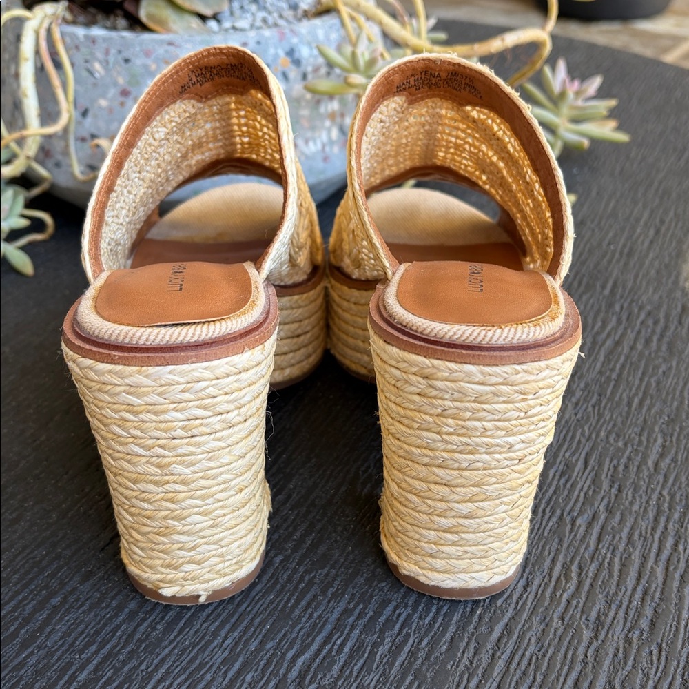 Lucky Brand Yena Raffia Sandal Platform Mule. Color Cream. SZ 7. - Picture 5 of 7